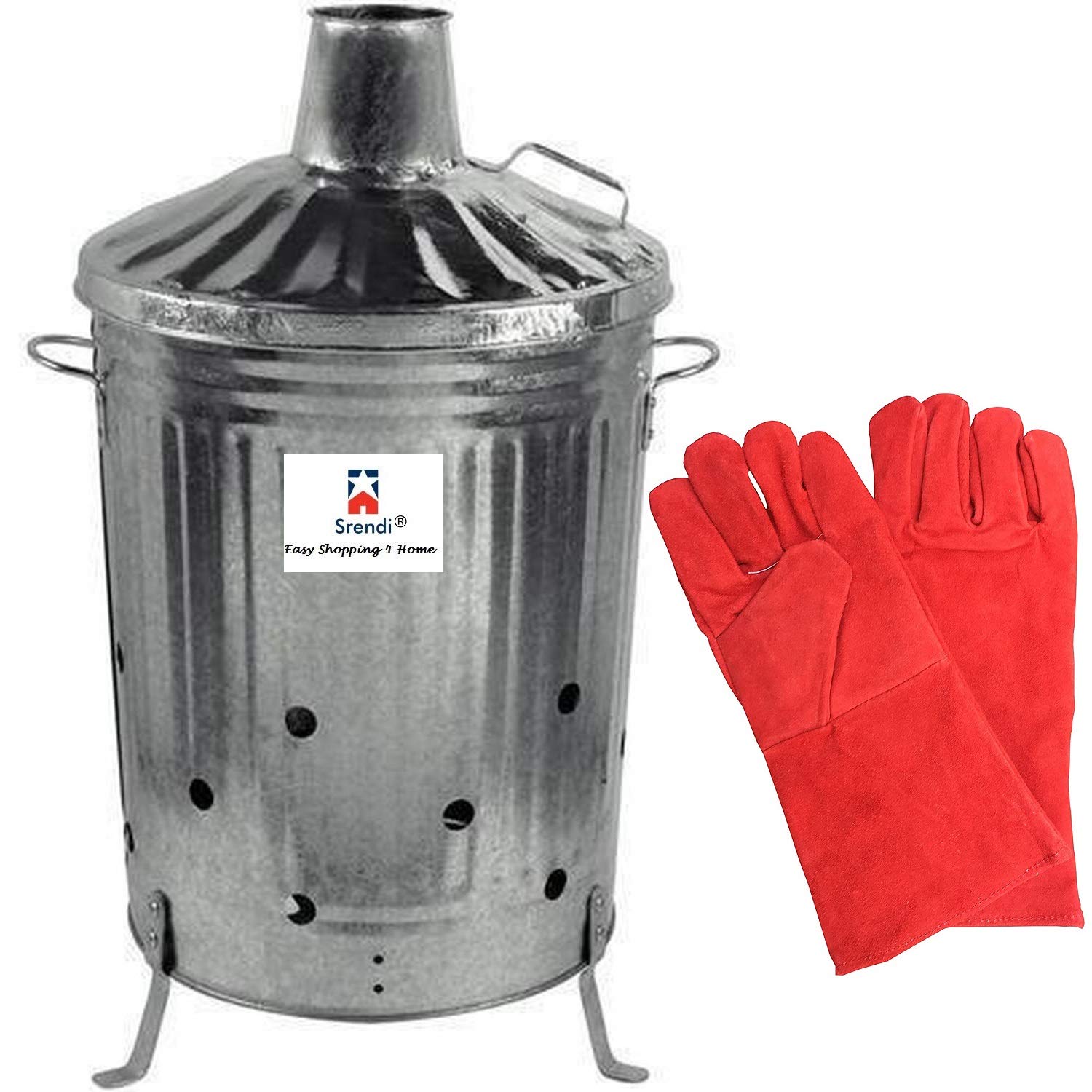 Buy Srendi® Small Large Extra Large 15L 90L 110L Litre Metal Galvanised Garden Incinerator Fire