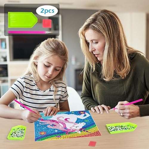 Miniatura 2 de QEUOYSS Kit de arte de diamantes para niños con marco de madera, arte y manualidades para niños de 6 a 8 a 10 a 12 años, arte de diamantes fácil de