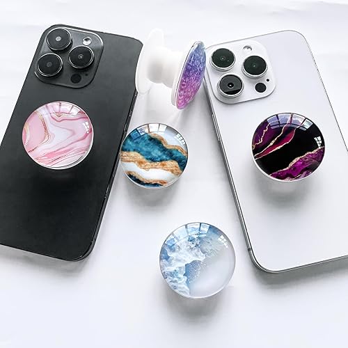 Miniatura 6 de WUYULB Soporte de agarre móvil plegable de cristal transparente para teléfonos inteligentes y tabletas, accesorio de teléfono celular (onda blanca)