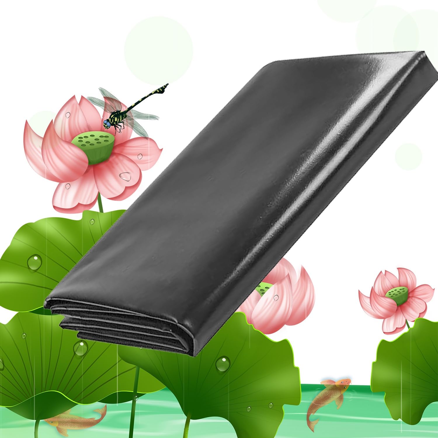 Revestimiento De Estanque 0,12 Mm De Espesor Lámina De Invernadero, Lámina De Construcción Lona Para Estanque De HDPE Negro 1x1 2x3 5x6 8x10 12x15M LáMina De Sellado Membrana ( Size : 5x8m/16x26ft )