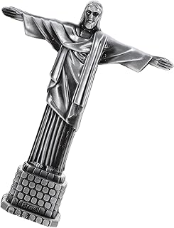 Uonlytech Brazilian Jesus Figurine Alloy Desktop Statue Christian Christ Sculpture Religious Ornament for Home Decoration and Christmas