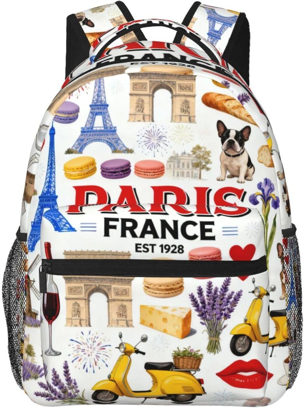 Kids Backpack for Boys Girls - Toddler School Bag with Water Bottle Pockets | Preschool Kindergarten Bookbag Travel Daypack Backpacks(France Paris)