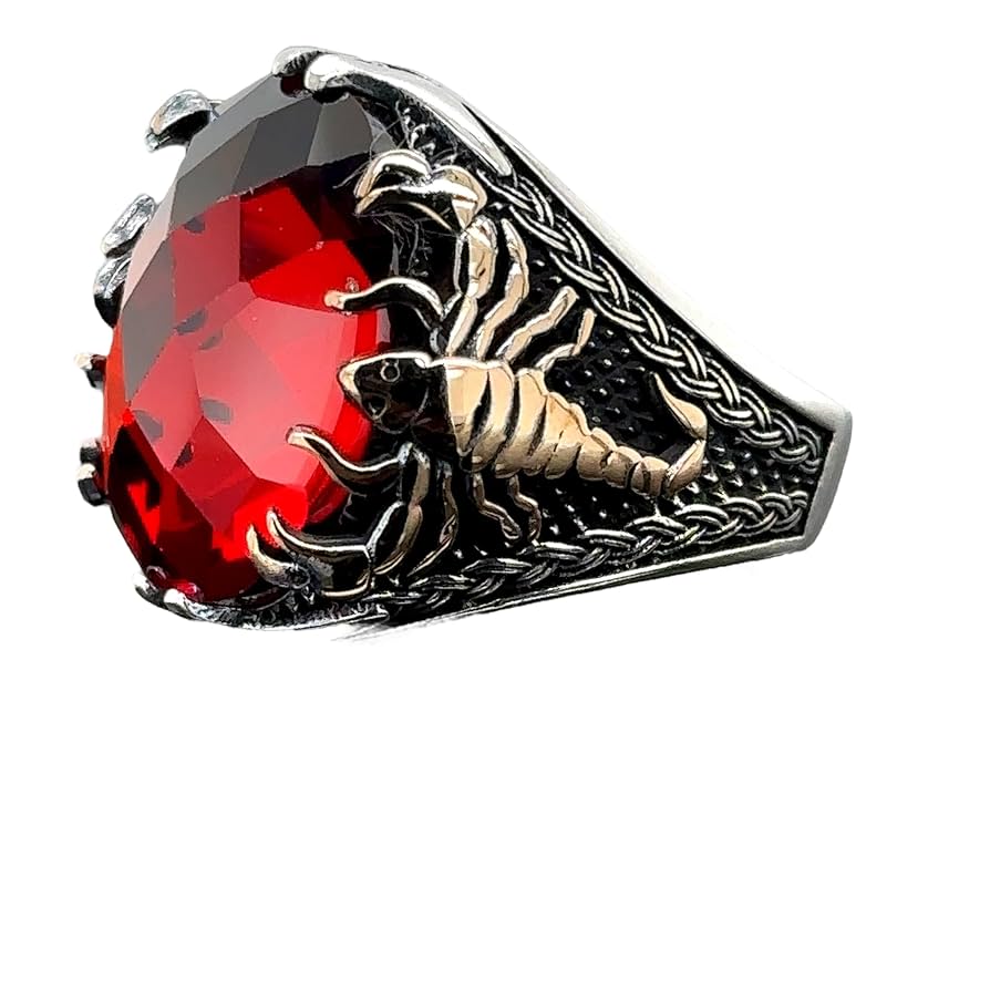Amazon.com: Silver Ruby Stone Ring, Scorpion Design Ring