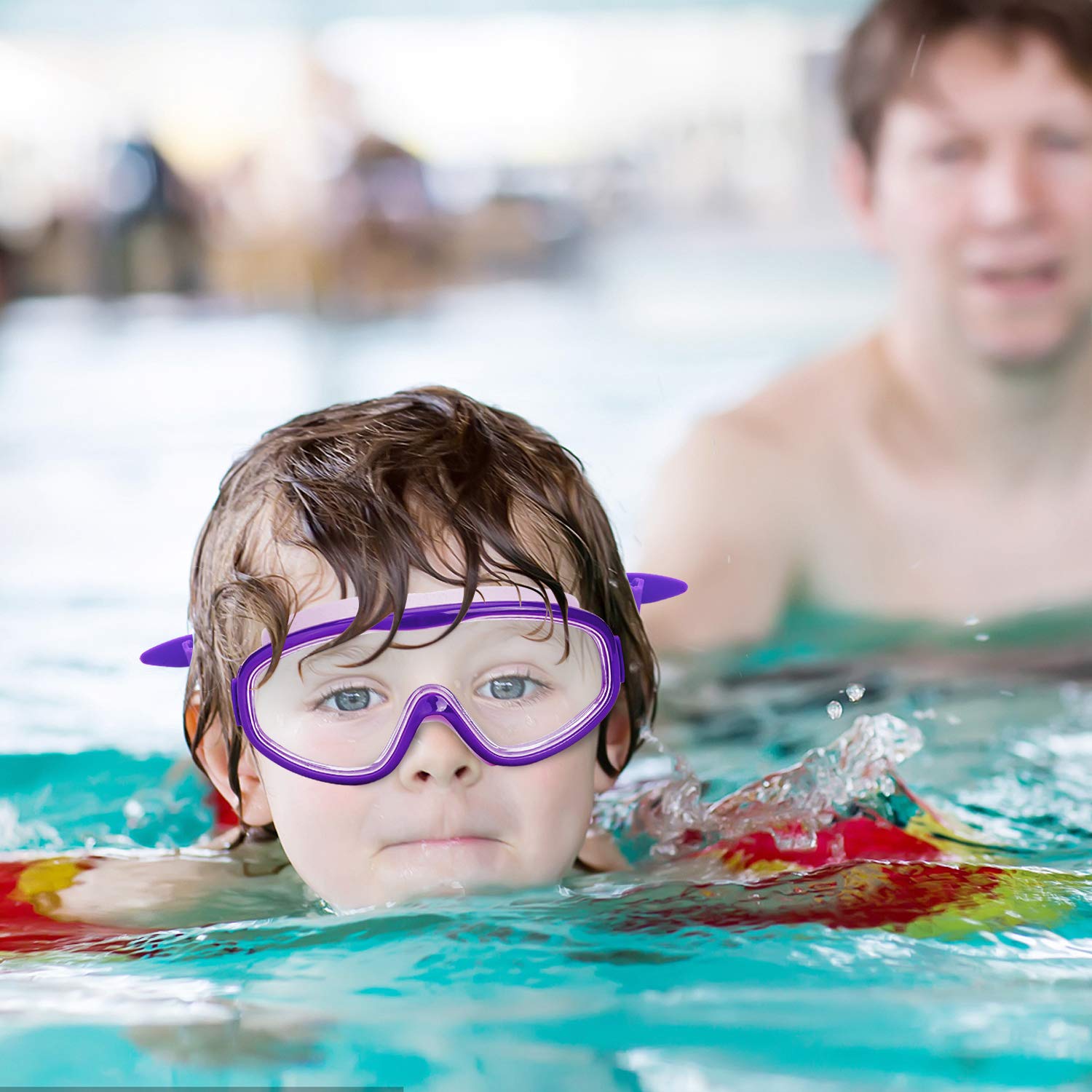 KAILIMENG Occhialini da nuoto per bambini, trasparente, ampia vista, anti-appannamento, per bambini, 4-15