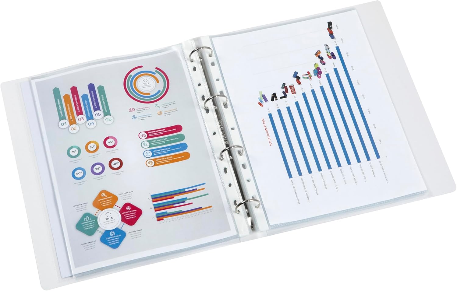 Viquel A4 Flexible Plastic Ring Binder 4 Rings Binder Customisable 3.5 cm – Label Identification – Translucent – Premium Quality – Made in France