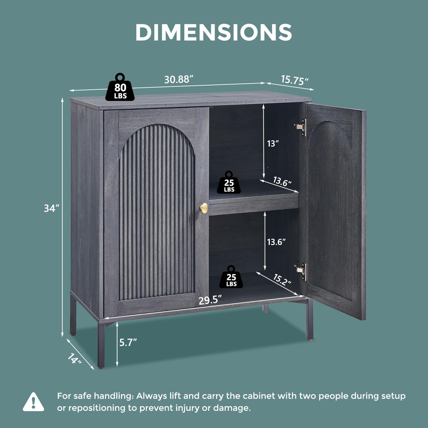 Modern TV Stands for 80 Inch TVs, 92.63" W Wood Entertainment Center w/Adjustable Shelves, Mid Century Modern TV Stand w/Arched Fluted Doors, Media Console Cabinet for Living Room, Dark Grey