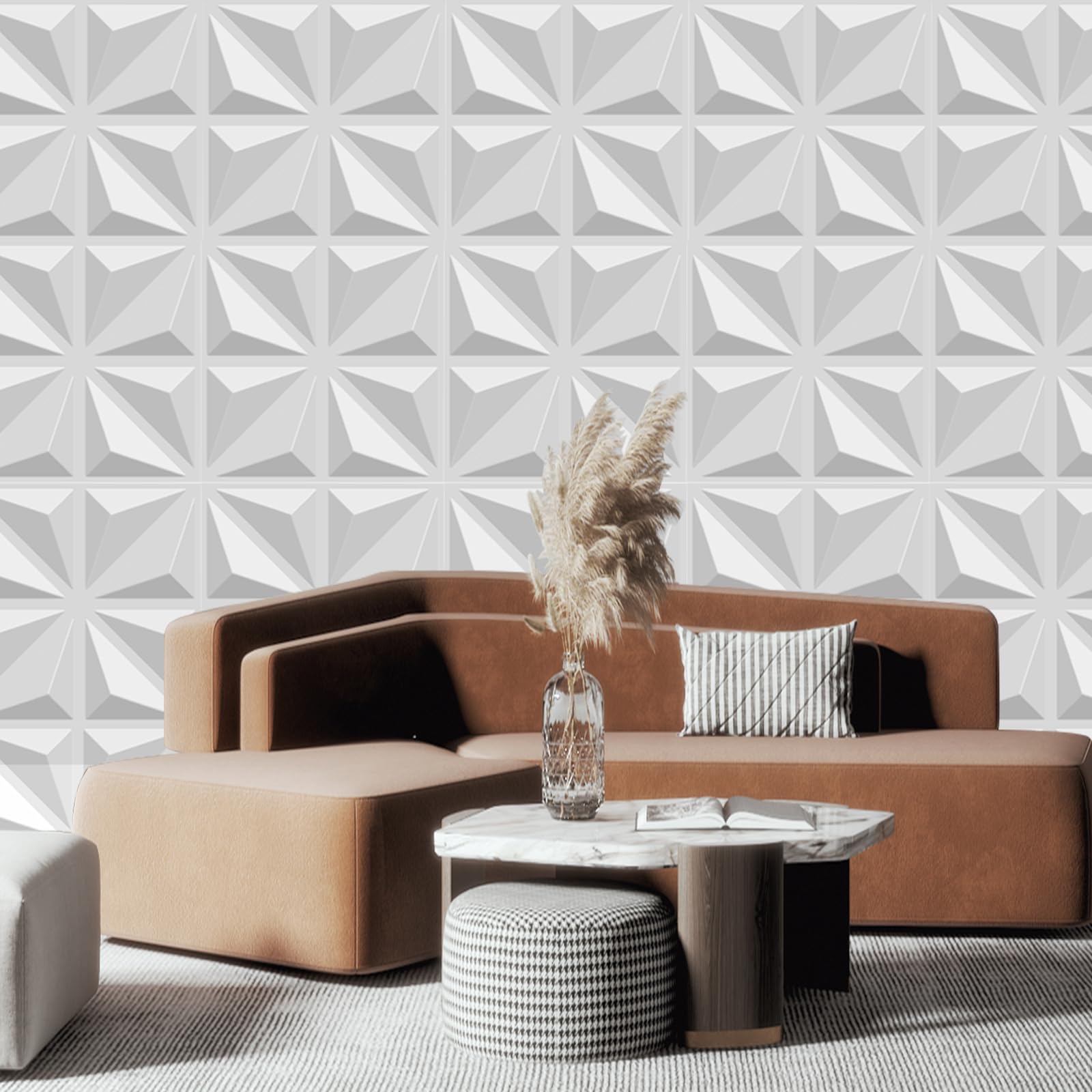 LeapBeast 3D-wandpanelen, platen, panelen, polystyreen, 30 x 30 cm, mat wit, duurzaam, niet vervormbaar, waterdicht, hittebestendig, geurneutraal, pvc- wandplaten, gamingkamer (S032