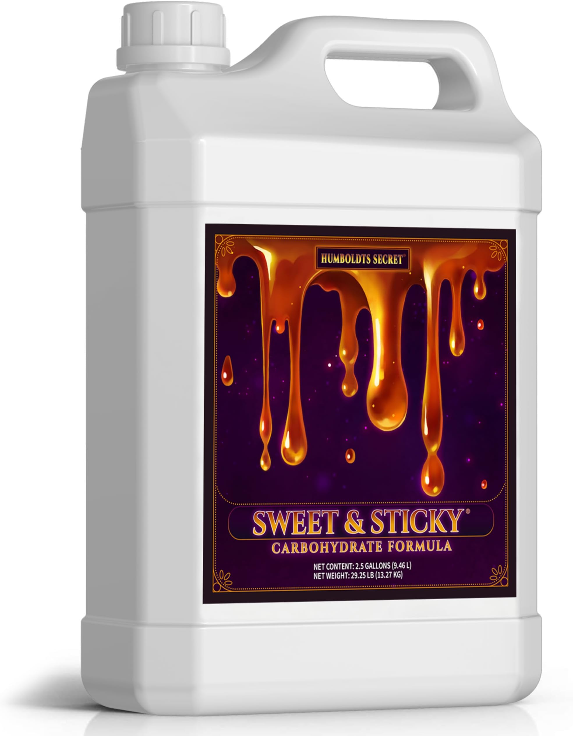 Humboldts Secret Sweet & Sticky Liquid Plant Energy Additive, 2.5 Gallon | Carbohydrate & Saccharide Blend, Enhances Aroma & Flavor, Plant Nutrients Enhancer, Indoor & Outdoor, Veg, Bloom & Flowering
