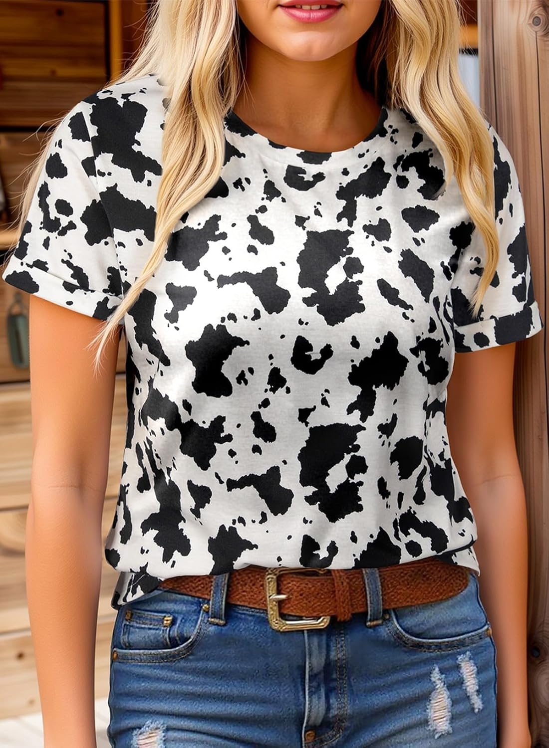 SHEWIN Womens Summer Tops Short Sleeve T-Shirts Western Graphic Crew Neck Casual Cute Tees 2026 Clothes - Image 3