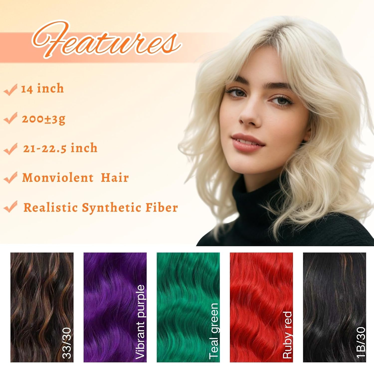 Bob Wig with Bangs for Women Loose Wavy Blonde Wig Shoulder Length Synthetic Colorful Costume Wigs