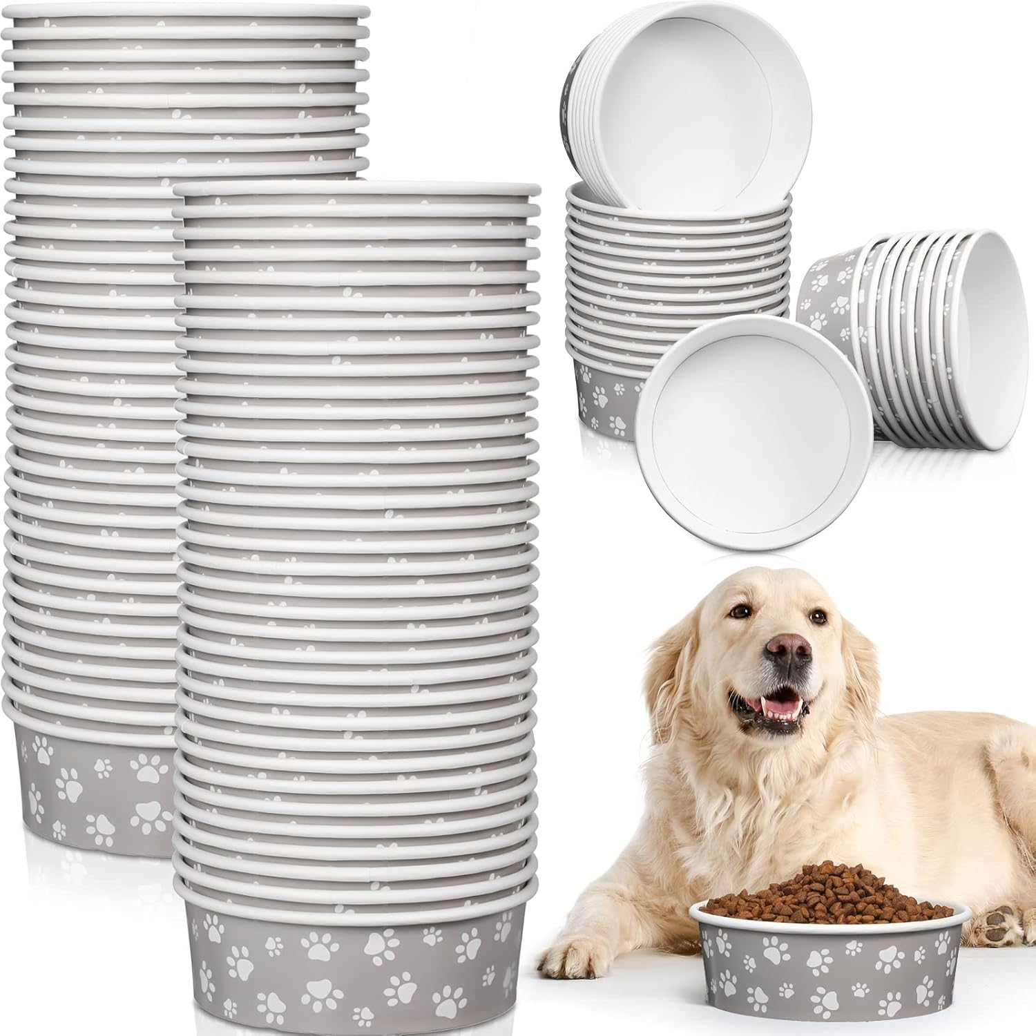 Pet Supplies Zopeal 100 Pieces Dog Disposable Feeding Bowls, 16 oz