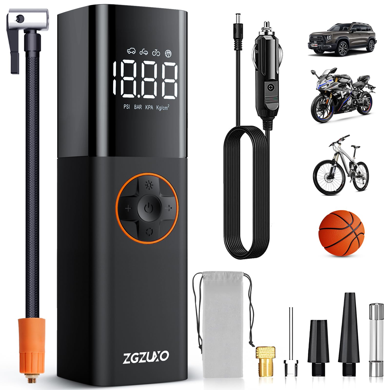 Gonfleur Pneus Portable Booteek - 150PSI Avec écran LCD - Rechargeable USB-C - Pour Voiture, Vélo, Moto