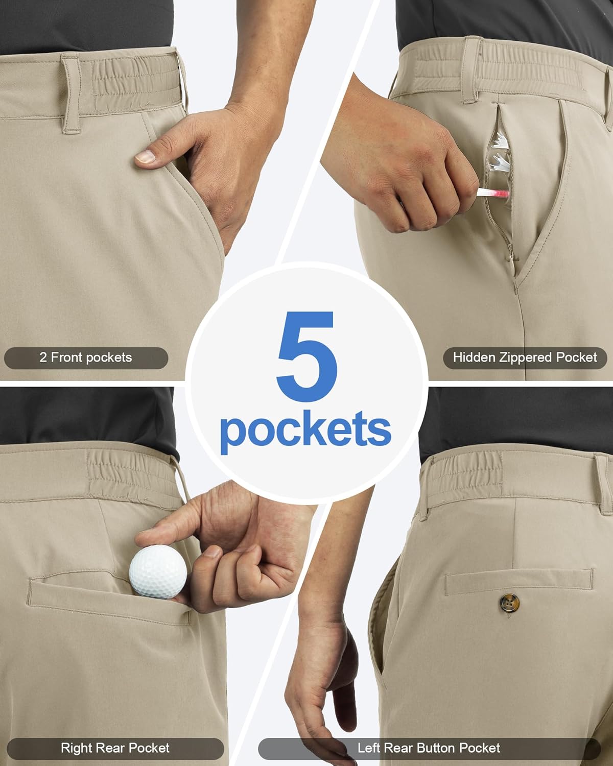 Outdoor Ventures Men's Golf Shorts 11" Inseam Classic-Fit Flat Front Stretch Casual Shorts with Pockets Summer Hiking Travel - Image 5