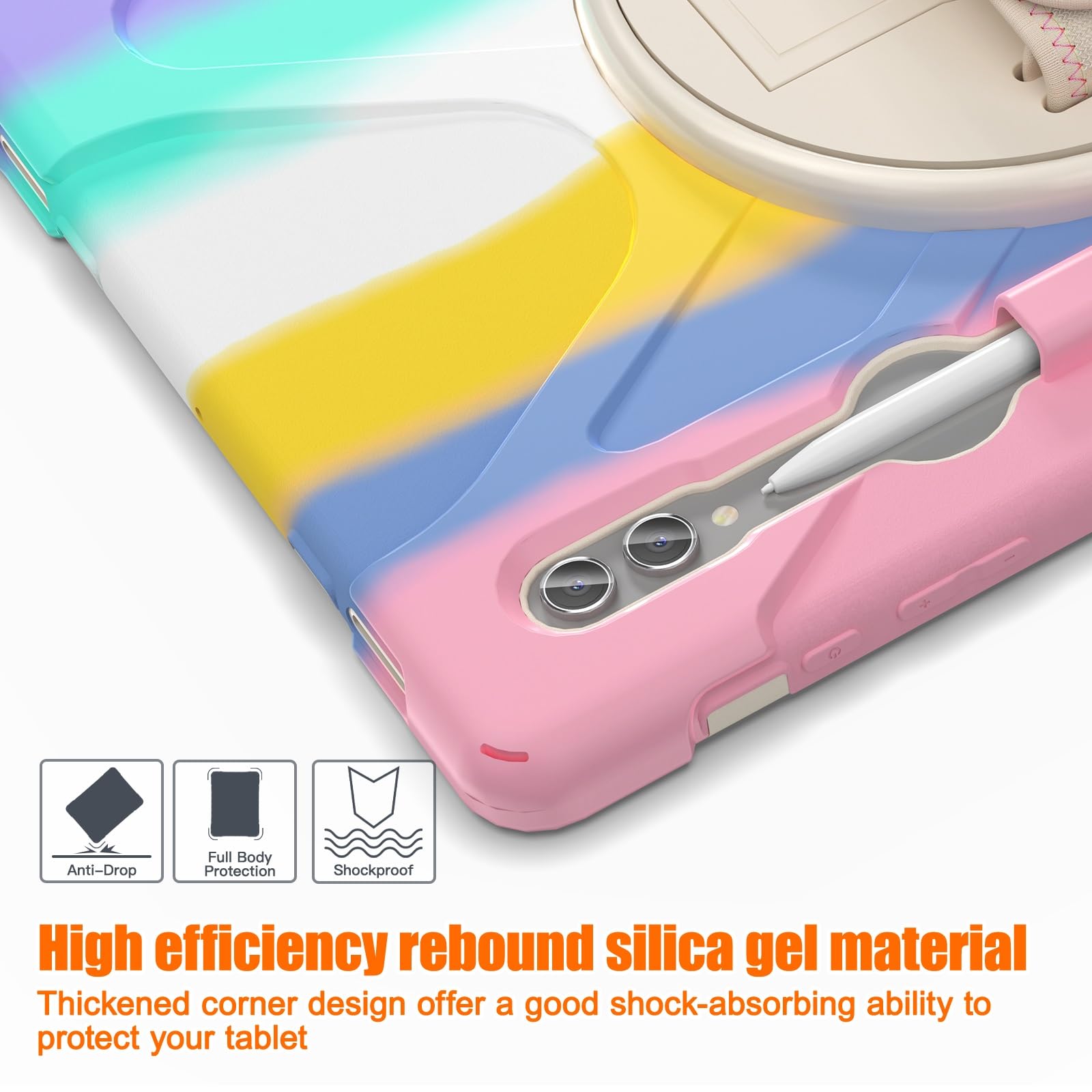 Kompatybilny z Samsung Galaxy Tab S9 Ultra 14,6" (SM-X910/X916B/X918U) 2023 Etui, wytrzymałe, odporne na wstrząsy etui uchwytem długopis, paskiem ramię i ochronną osłoną(Pembe)