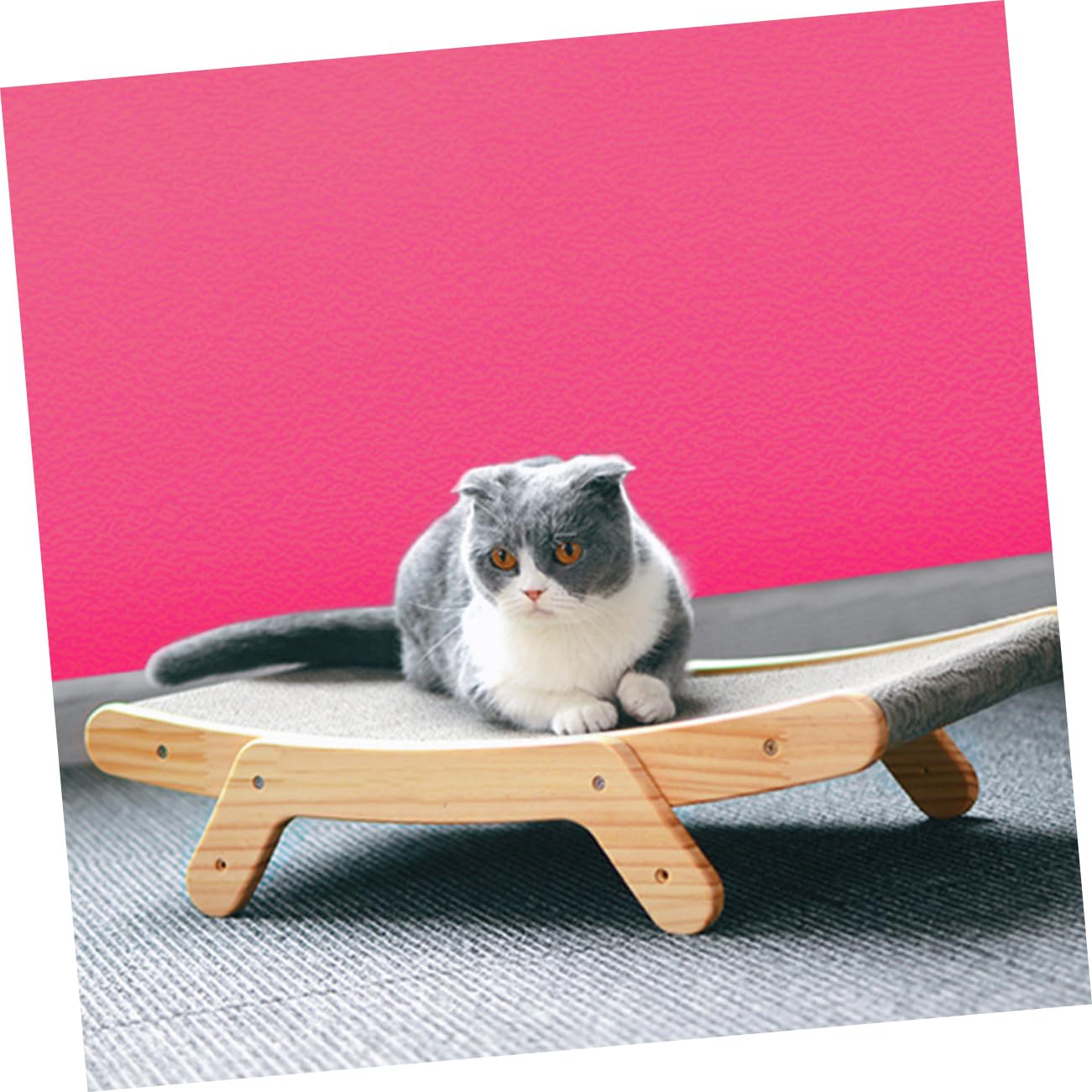 Rascador de Gatos de Madera y Cartón Ondulado, Reducir Comportamiento Destructivo, Juguete para Gatitos