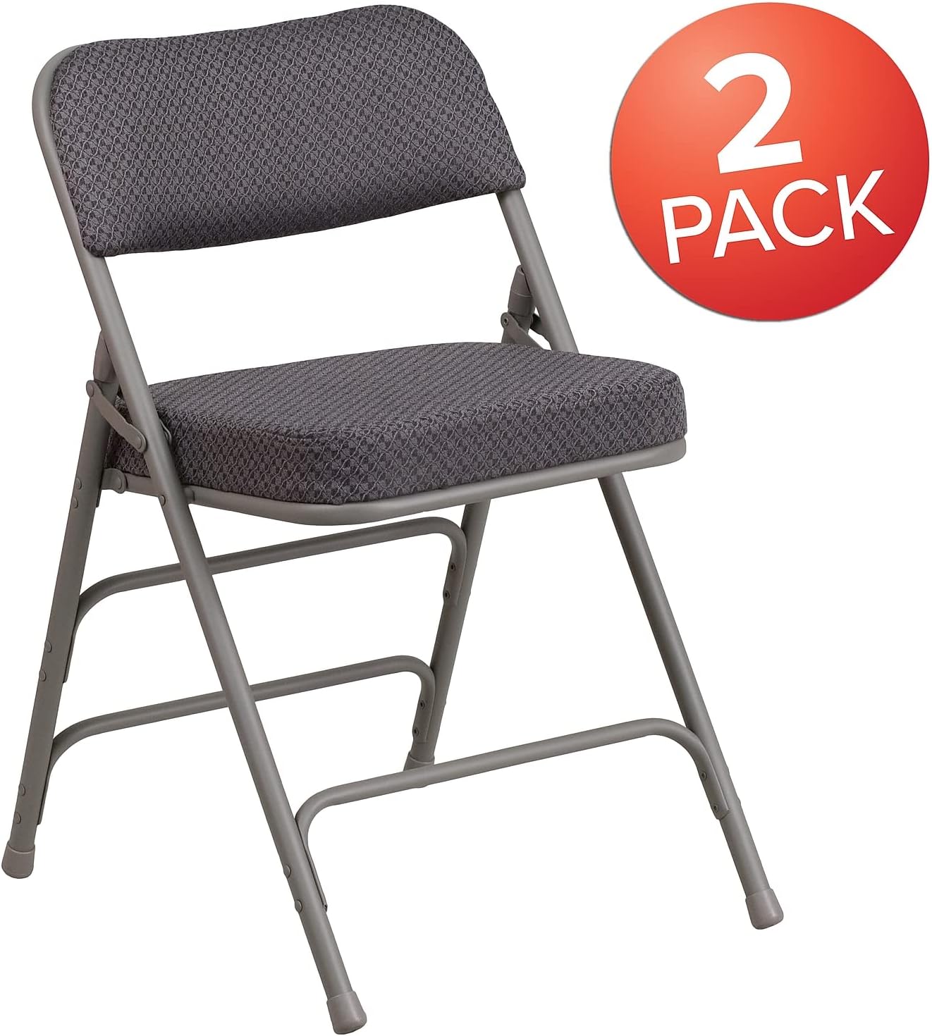 Flash Furniture 2 Pack HERCULES Series Premium Curved Triple Braced & Double Hinged Gray Fabric Metal Folding Chair