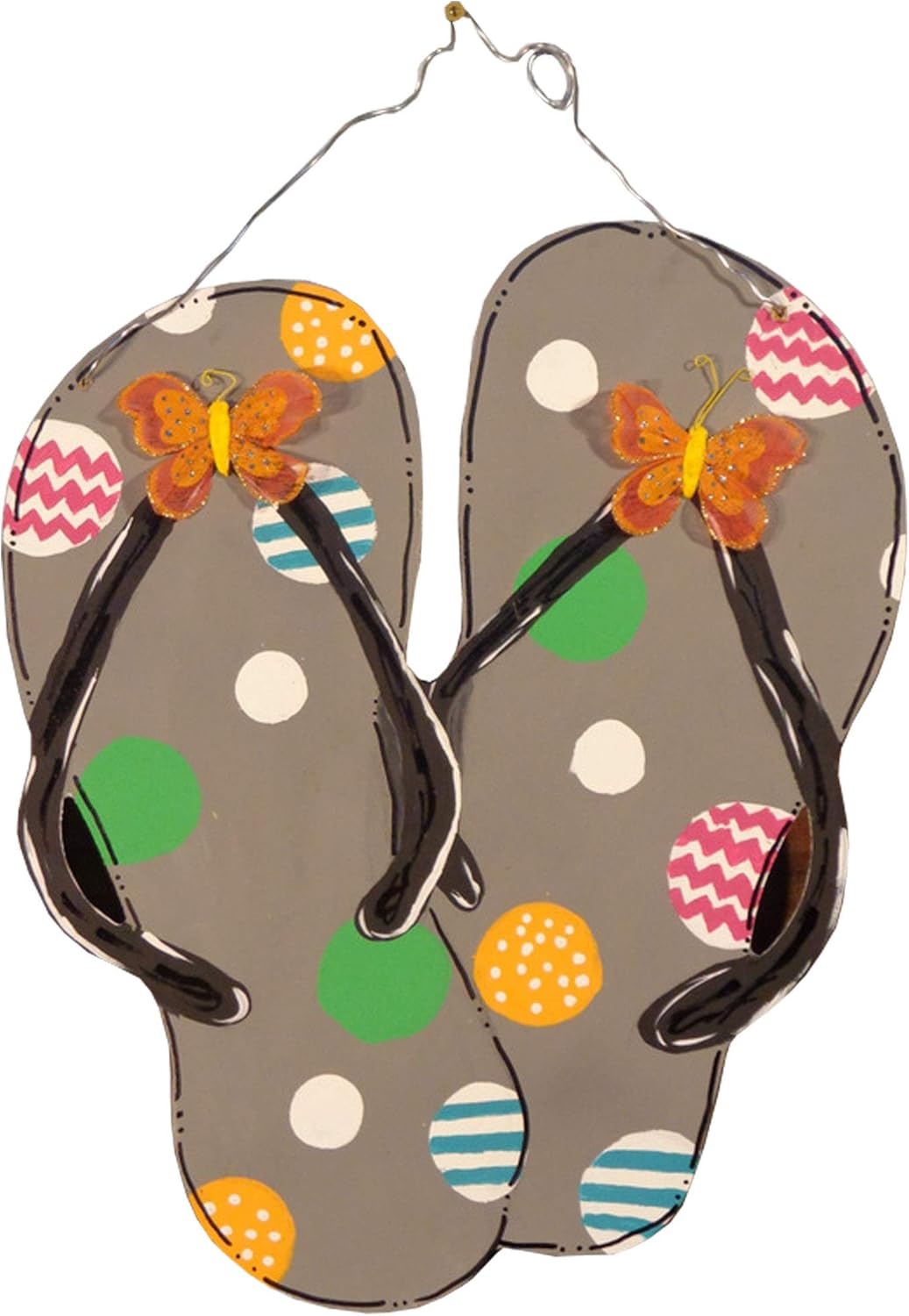 Flip Flop Cutout Unfinished Wood Summer Decor Beach Party Themd Door Hanger MDF Shape Canvas Style 2