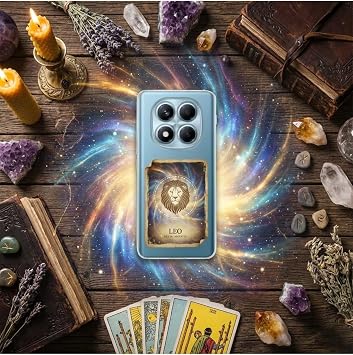 Infinix Note 50 Pro Plus ile Uyumlu Burç Kartları Aslan Tasarımlı Şeffaf Silikon Kılıf