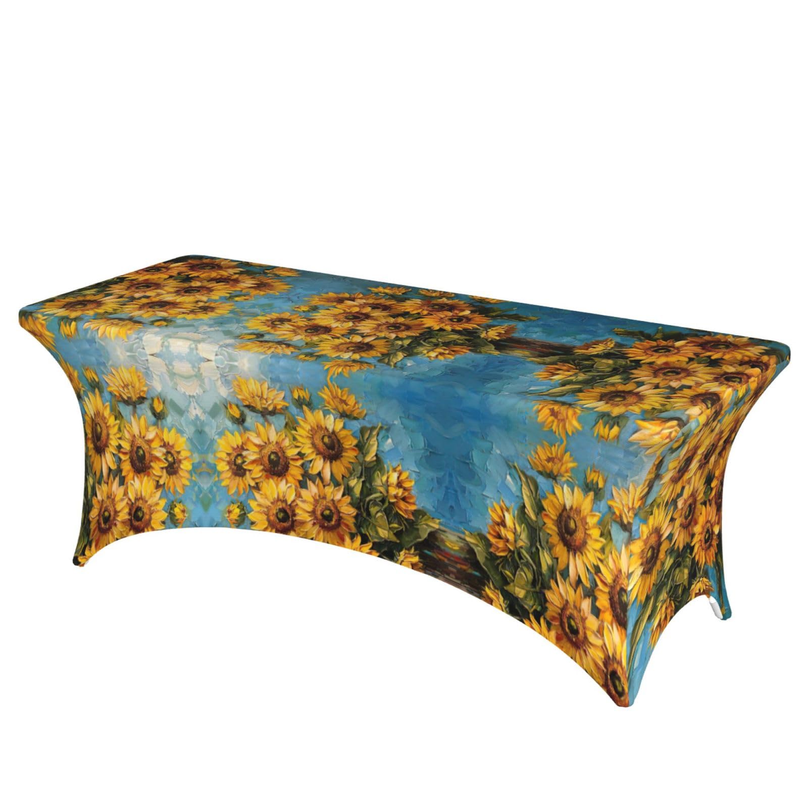 Nappe extensible Spandex 1,8m imprimé tournesol pour buffet et banquet