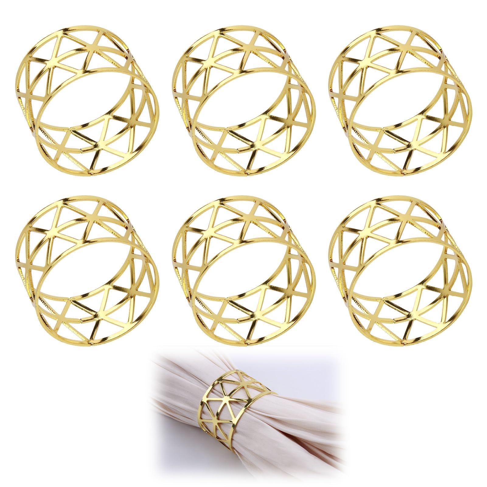 Anillos servilletas de Metal Doradas, Elegantes Hebillas para Decoración de Mesa en Bodas, Cenas, Aniversarios, Navidad,6 Unidades