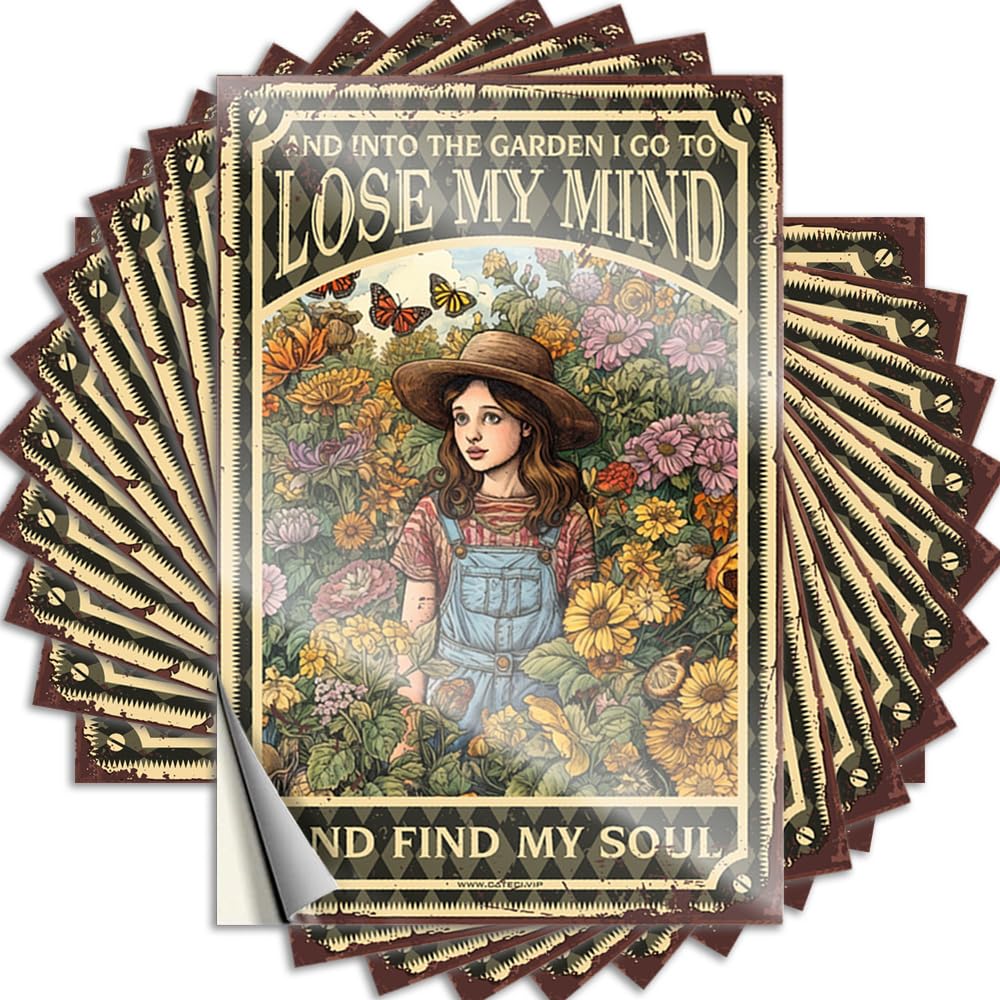 and Into The Garden I Go to Lose My Mind and Find My Soul Funny Sticker Man CABE Decor Self Adhesive | Big Wall Vinyl Sticker Pack for Billiard(6X9CM)
