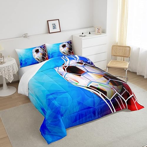 Miniatura 4 de Juego de ropa de cama de fútbol americano para niños, juego de edredón para niños, decoración de juego de pelota de fútbol para niños, regalo de