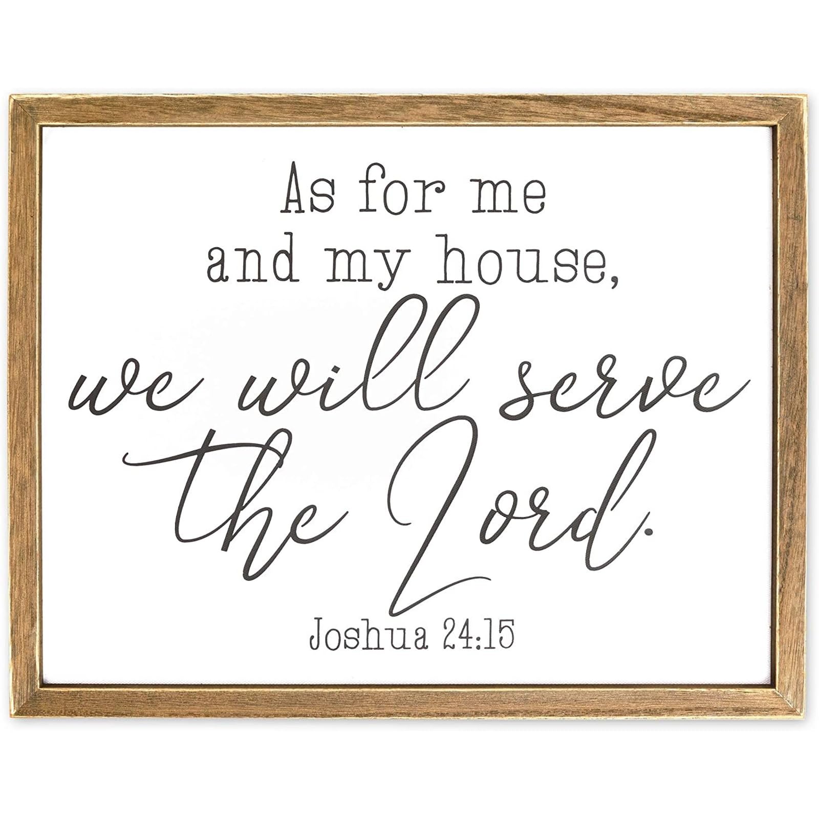 Juvale As for Me & My House We Will Serve Joshua 24:15 Bible Verse Sign - 15 x 11.8 in Black Wood Frame - Christian Wall Art Minimalist Canvas - Religious House Decor for Mantle Kitchen Office