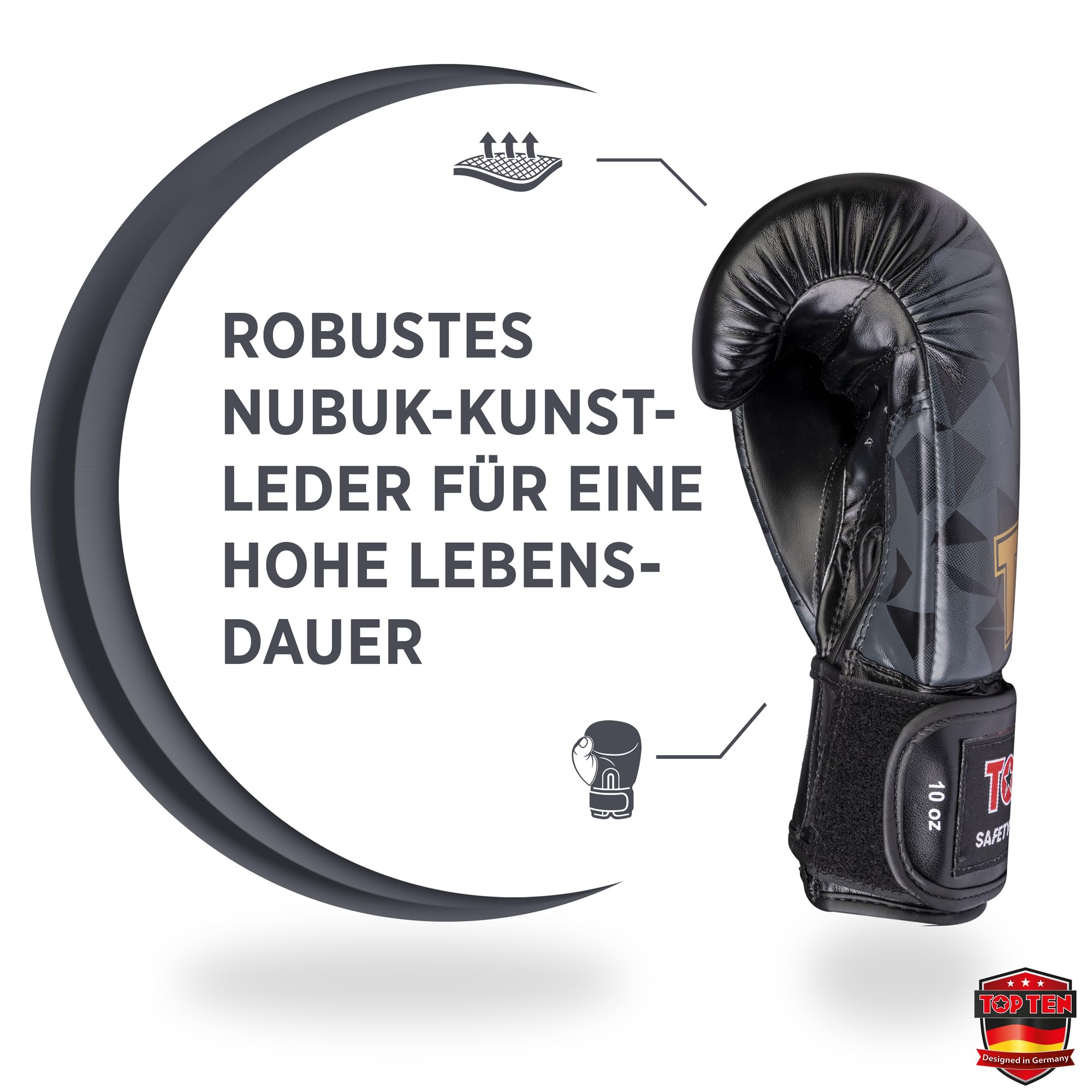 TOP TEN Boxhandschuhe Männer & Frauen Prism – Professionelle Box Handschuhe Herren mit dämpfendem PPS-Foam Padding für maximalen Schutz & Dämpfung – Premium Ausrüstung für Boxen 8oz, 10oz, 12oz