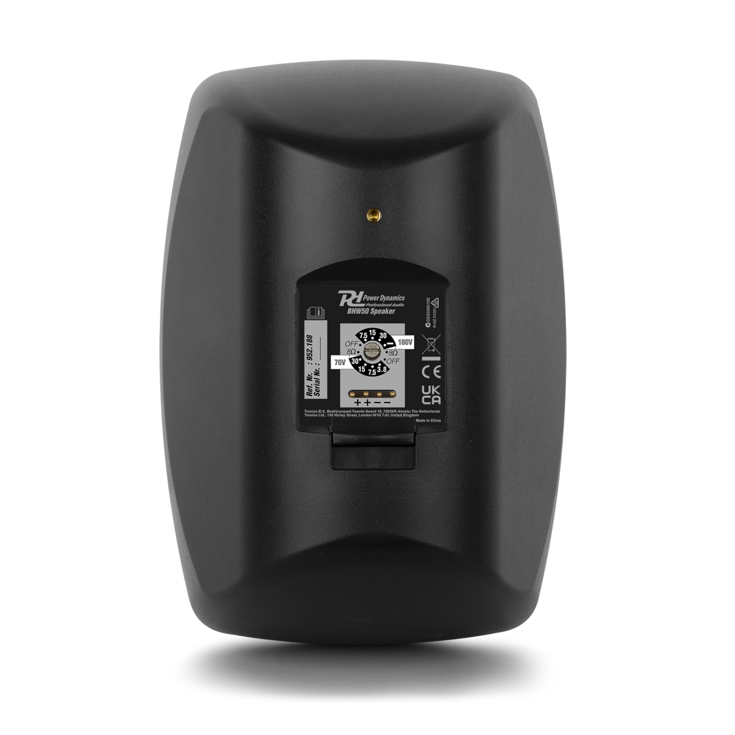 Power Dynamics BHW50BK + PDV360MP3 – Pack de 12 Altavoces Pared 5.25” 100V IPX5 con Amplificador 360W 4 Zonas Bluetooth USB SD FM y Cable 100m Sistema megafonia Profesional, Color Negro