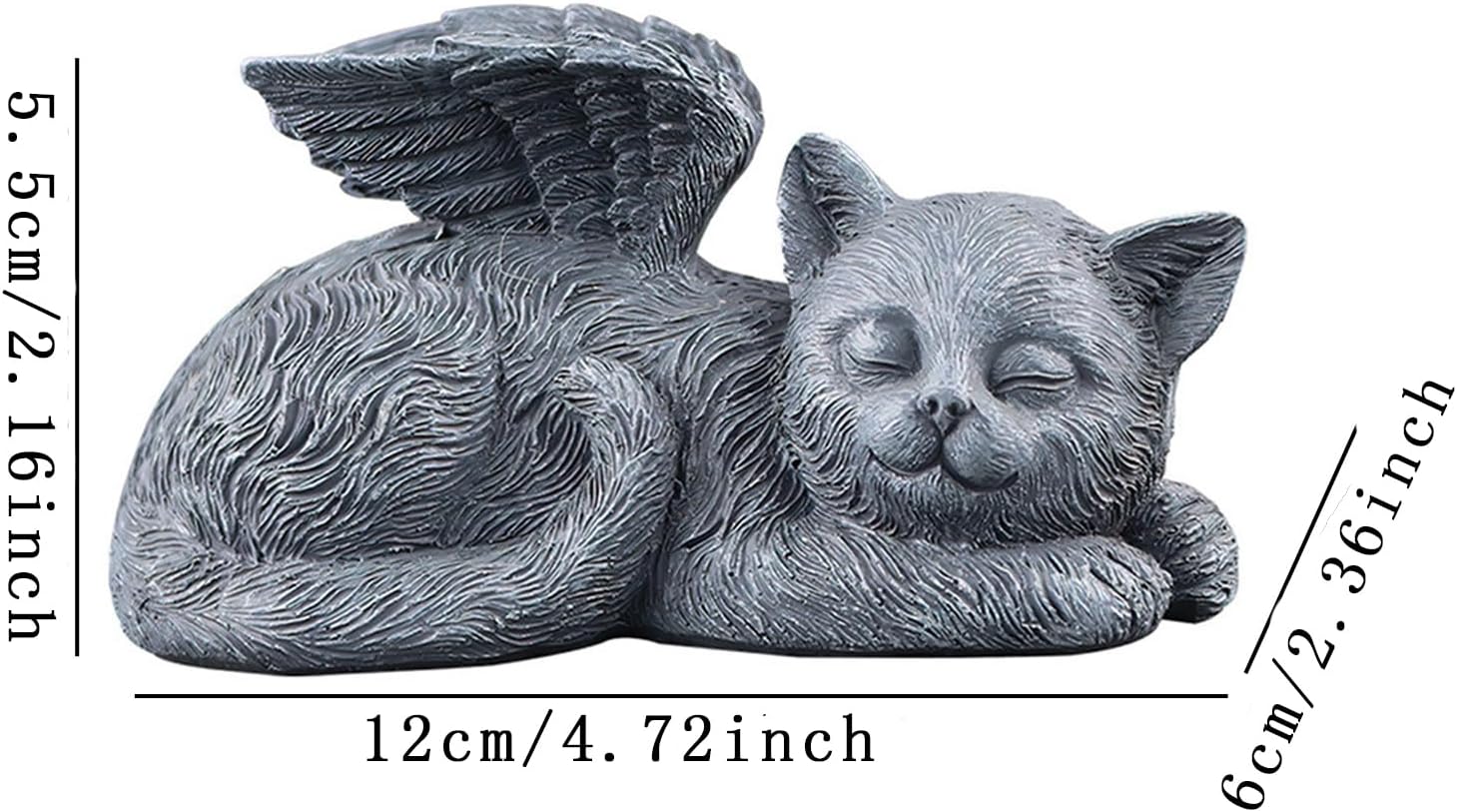 Sleeping Cat Memorial Statue – Resin Angel Wing Kitten Garden Grave Marker, Weatherproof Outdoor Pet Loss Sympathy Gift for Cat Lovers (4.7")