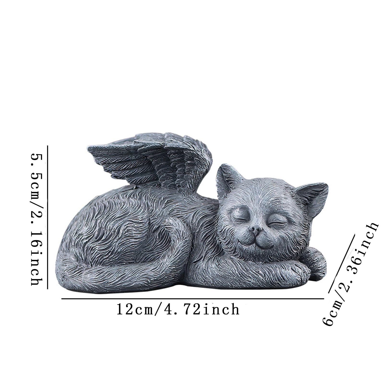 Sleeping Cat Memorial Statue – Resin Angel Wing Kitten Garden Grave Marker, Weatherproof Outdoor Pet Loss Sympathy Gift for Cat Lovers (4.7")