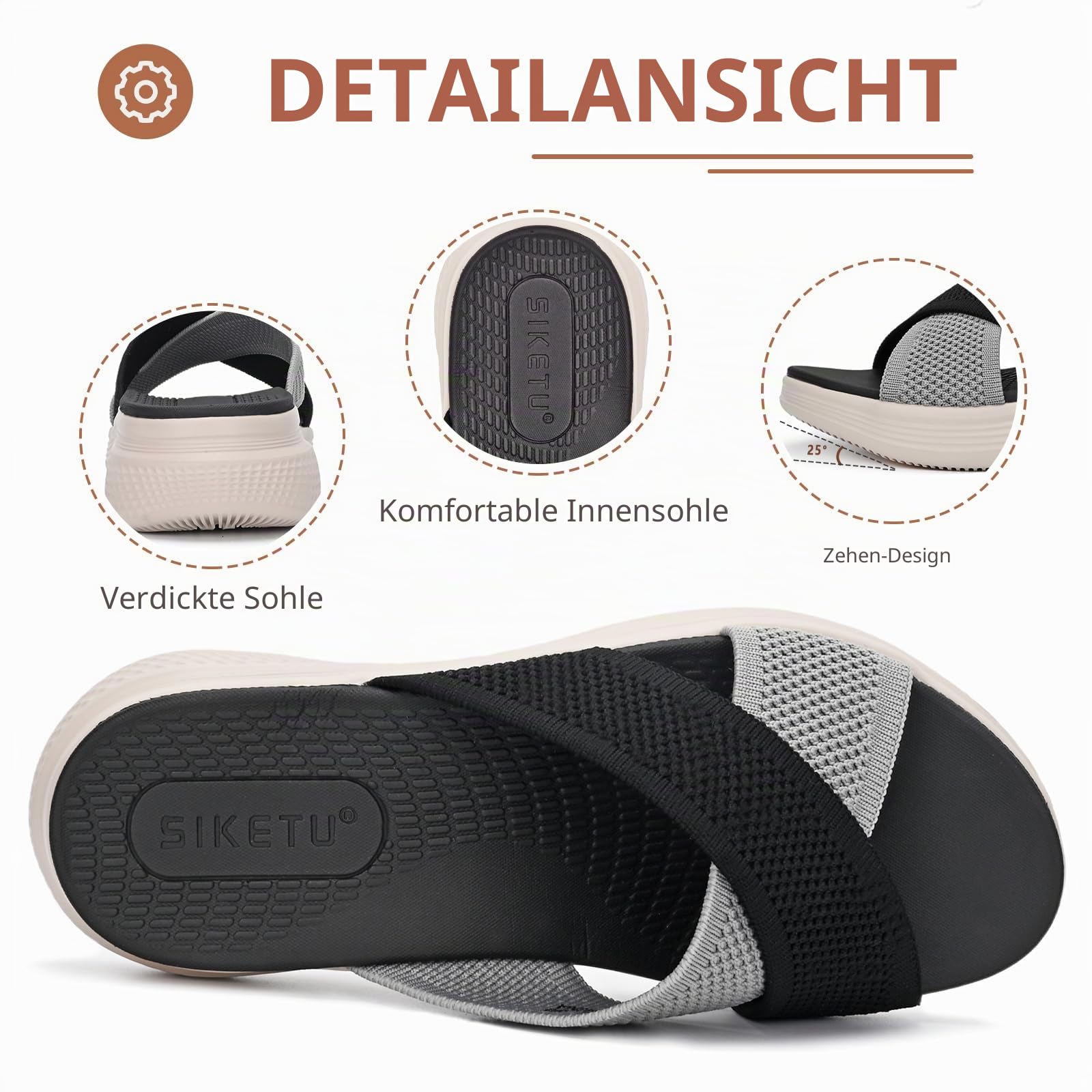 Sandalen Slides Damen Sommer Bequem Leichte Pantoletten Gr.36-42 | Orthopädische,Hausschuhe Frauen,Sandale,Weiches Fussbett,Summer Slippers,Rutschfest,Offen Latschen