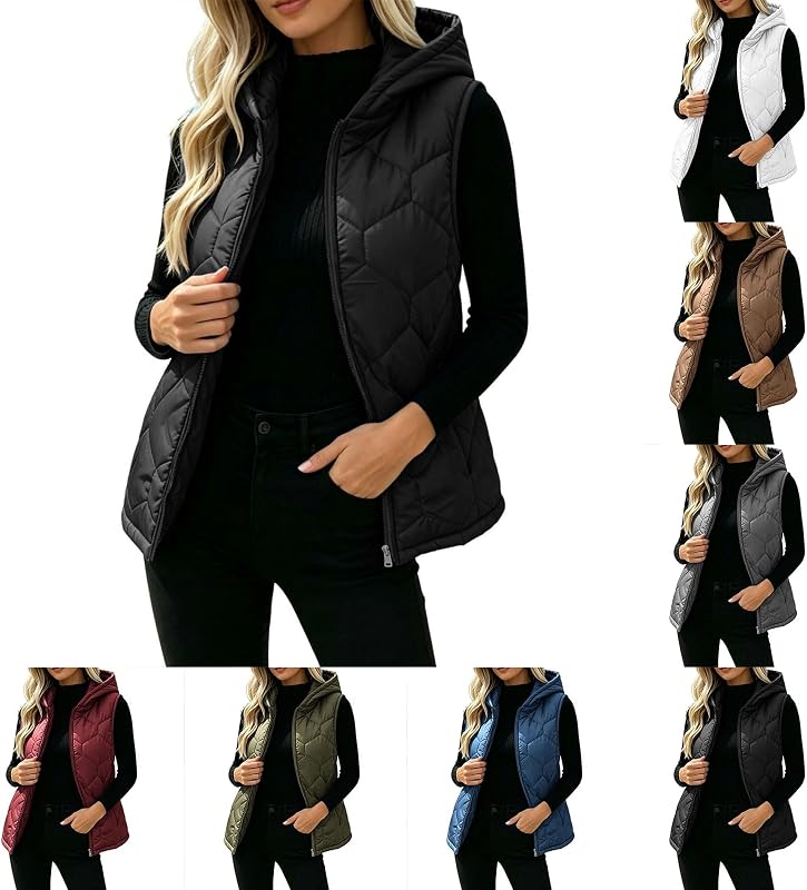 XOGWVJ Womens Puffer Vest Lightweight Quilted Sleeveless in #Y01-black