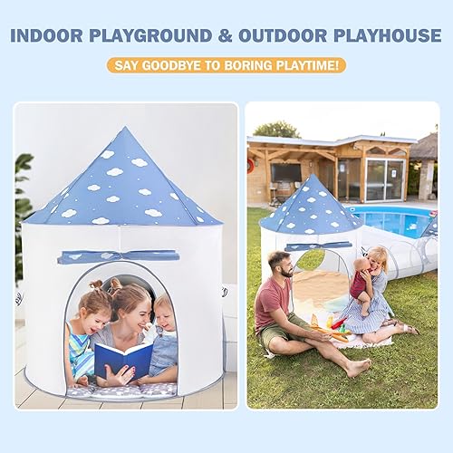 Miniatura 3 de Dreamon Tienda de campaña 5 en 1 para niños con túnel, tienda de campaña desplegable con hoyos de bolas para niños pequeños, túnel plegable para