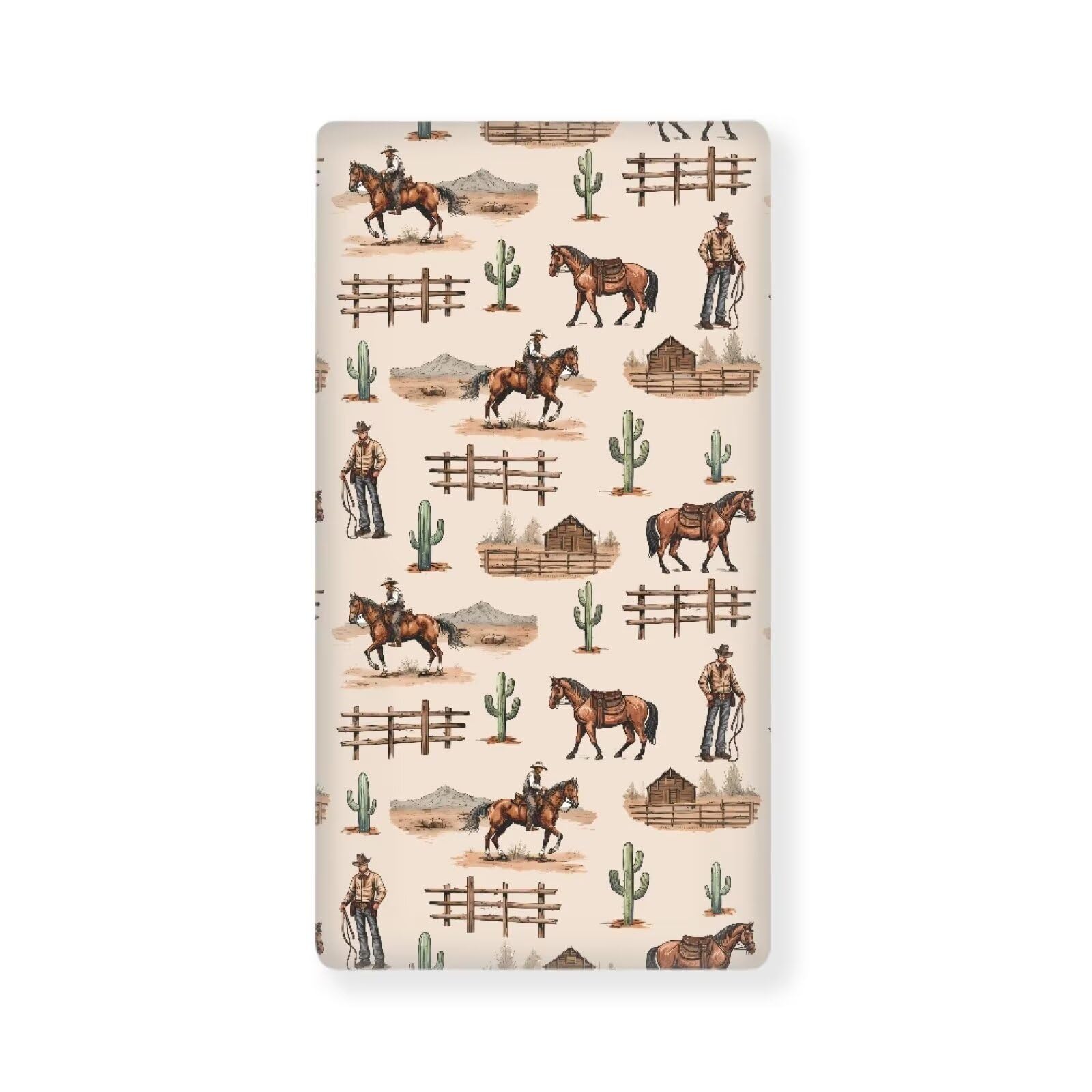 Western Crib CE Sheet for Boys &amp; Girls - Horse, Standard Crib Mattress Size, Breathable &amp; Soft Fitted Sheet in Navajo Tribal Pattern