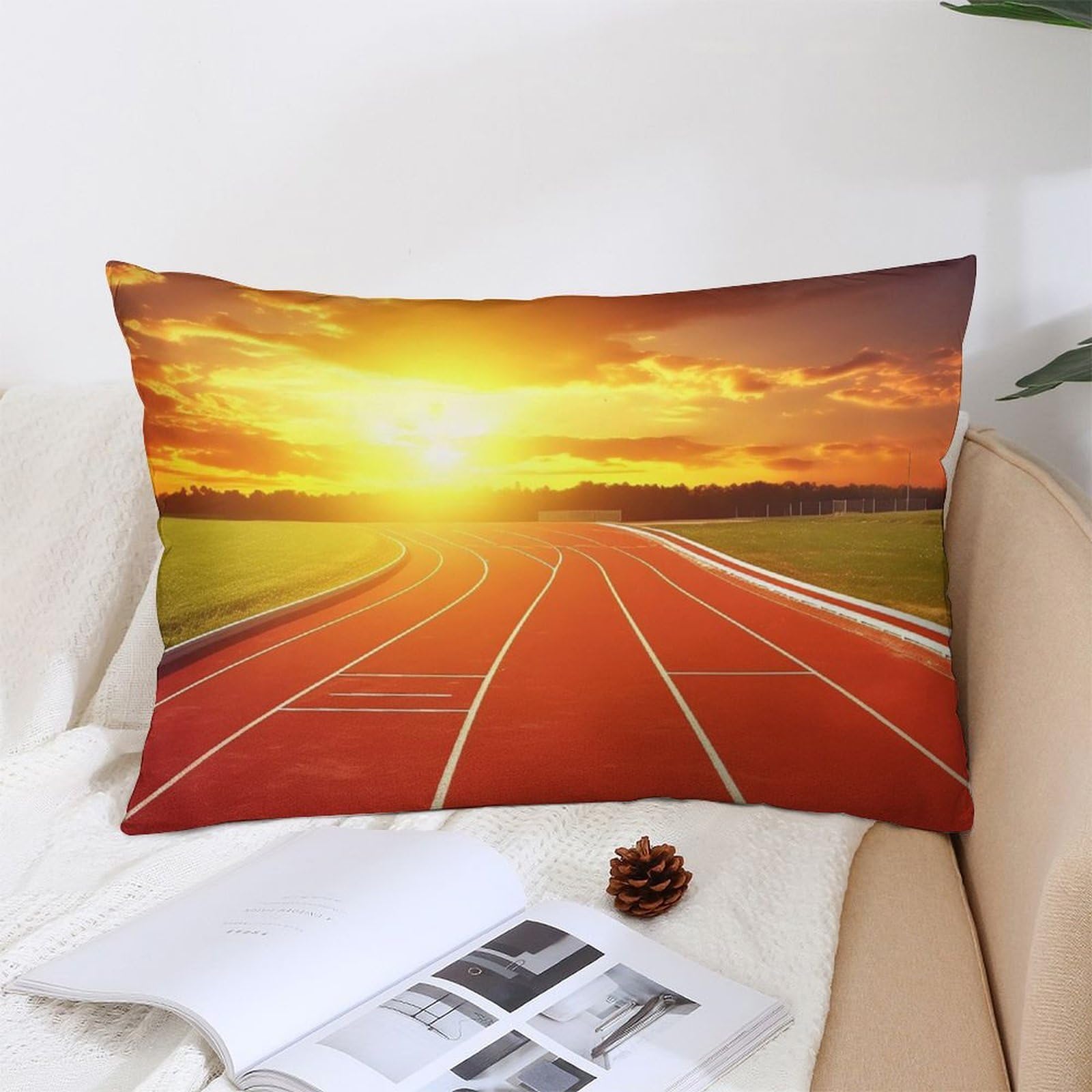 NTVOWPZO Decoration Throw Pillow Covers 12 "x20 Pillowcases Covers Running Track Sunset Soft Pillowcases Modern Farmhouse Home Decor Sofa Cushions Covers for Couch Bed Living Room