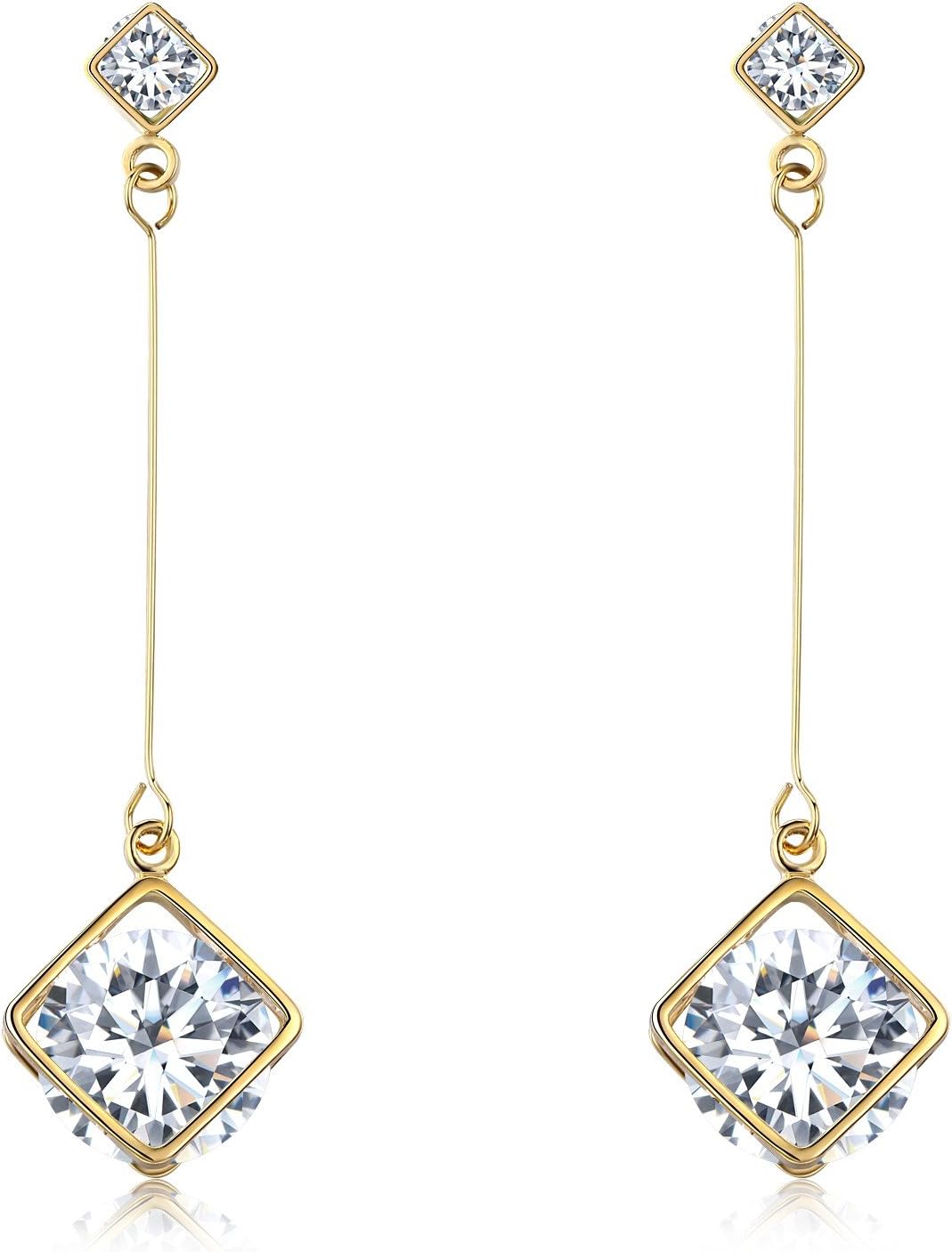 SBLING Cubic Zirconia Teardrop Earrings, Diamond Earrings, Wedding Earrings for Brides Bridesmaids, Bridal Dangle Earrings, Teardrop Crystal Drop earrings for Women Jewelry Gifts