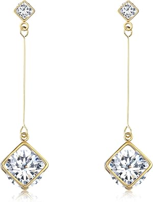 SBLING Cubic Zirconia Teardrop Earrings, Diamond Earrings, Wedding Earrings for Brides Bridesmaids, Bridal Dangle Earrings, Teardrop Crystal Drop earrings for Women Jewelry Gifts