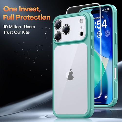 Miniatura 509 de TAURI Funda 3 en 1 para iPhone 13 Pro, [no amarilla] con 2 protectores de pantalla, funda delgada a prueba de golpes para iPhone 13 Pro, color negro