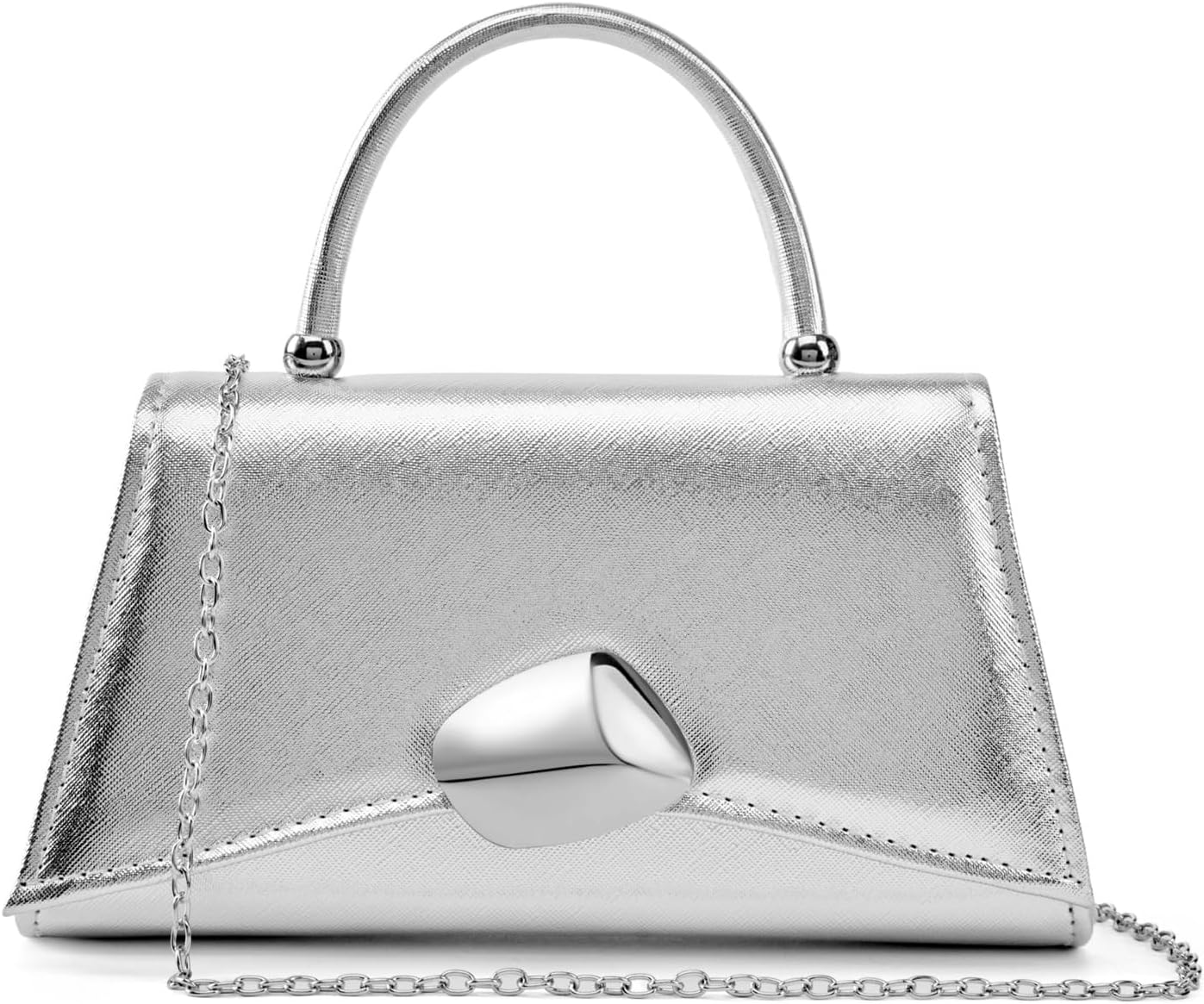 Women's Evening Handbag PU Leather Top Handle Clutch Purse with Gold Metal Clasp for Party Prom Wedding Cocktail