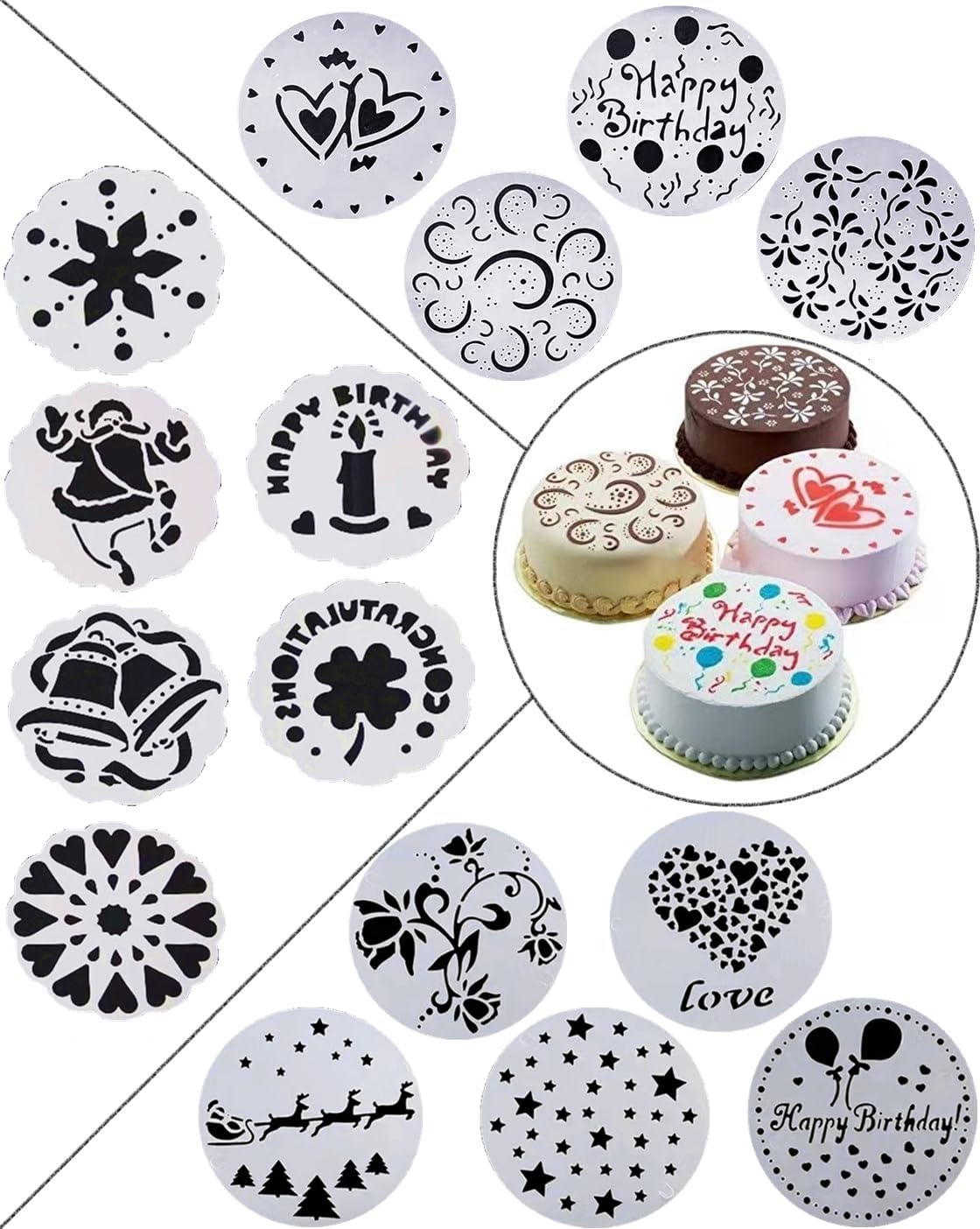 15Pack Cake Decorating Stencil Molds, Magnoloran Wedding Cake Stencils