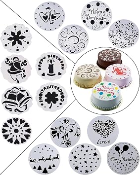 15PCS Cake Decorating Stencils Floral Wedding Cake Templates Airbrush Stencils Cake Baking Templates for Christmas Cake Decorating Supplies