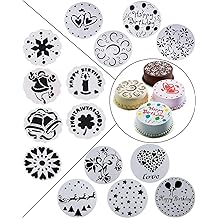 Pochoir Décoratif Gâteau Fleurs Géométriques - 25 Cm, Plastique Alimentaire, Réutilisable - Fabriqué En Italie