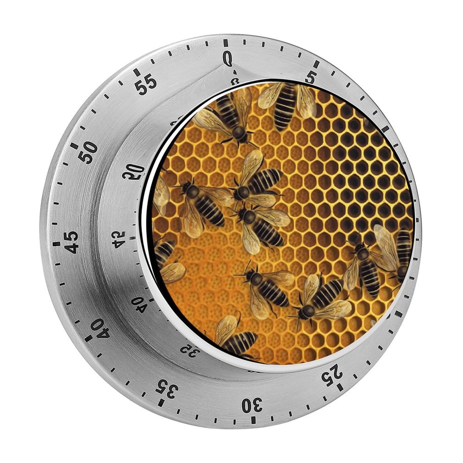 Bees on Hive Kitchen Timer Chef Cooking Timers Clock with Loud Alarm Exquisite Stainless Steel Mechanical