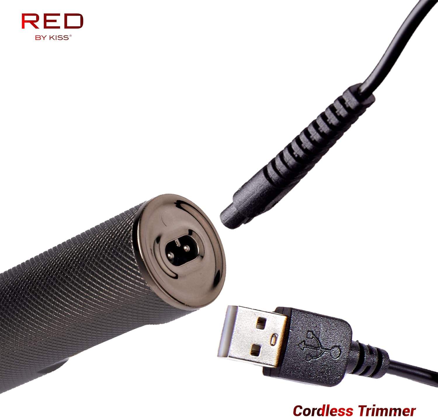Red by Kiss Hair Trimmer for Men Precision Blade Cordless Trimmer Mens Grooming Kit (Cool Gray)