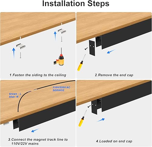 Miniatura 5 de SCON XTB106-C-B - Sistema de iluminación de riel lineal lineal de aluminio actualizado de 4 cables, montaje en superficie de techo, pista de