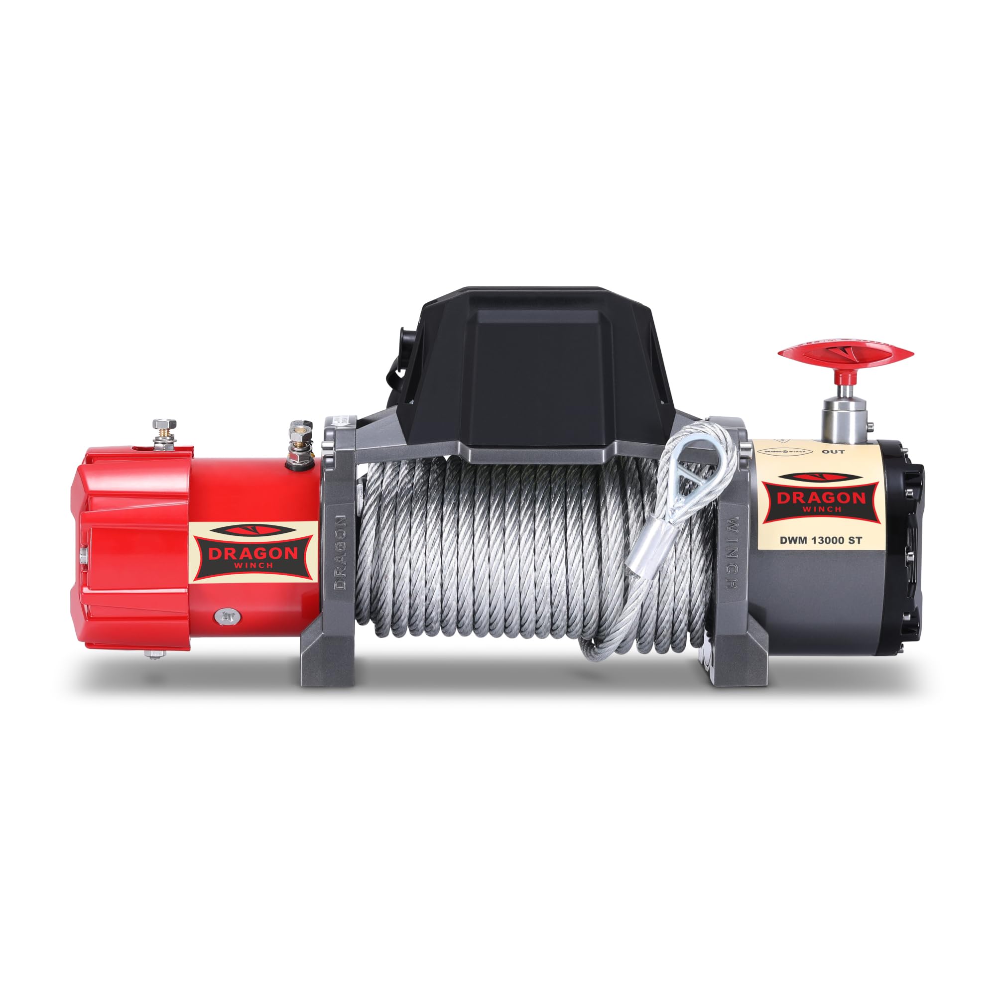 Dragon Winch Treuil électrique 12V avec radiateur 13000 lbs / 5897 kg. avec câble en acier 20m pour dépanneuses et véhicules municipaux | télécommande sans fil + accessoires treuil | Étanchéité IP67