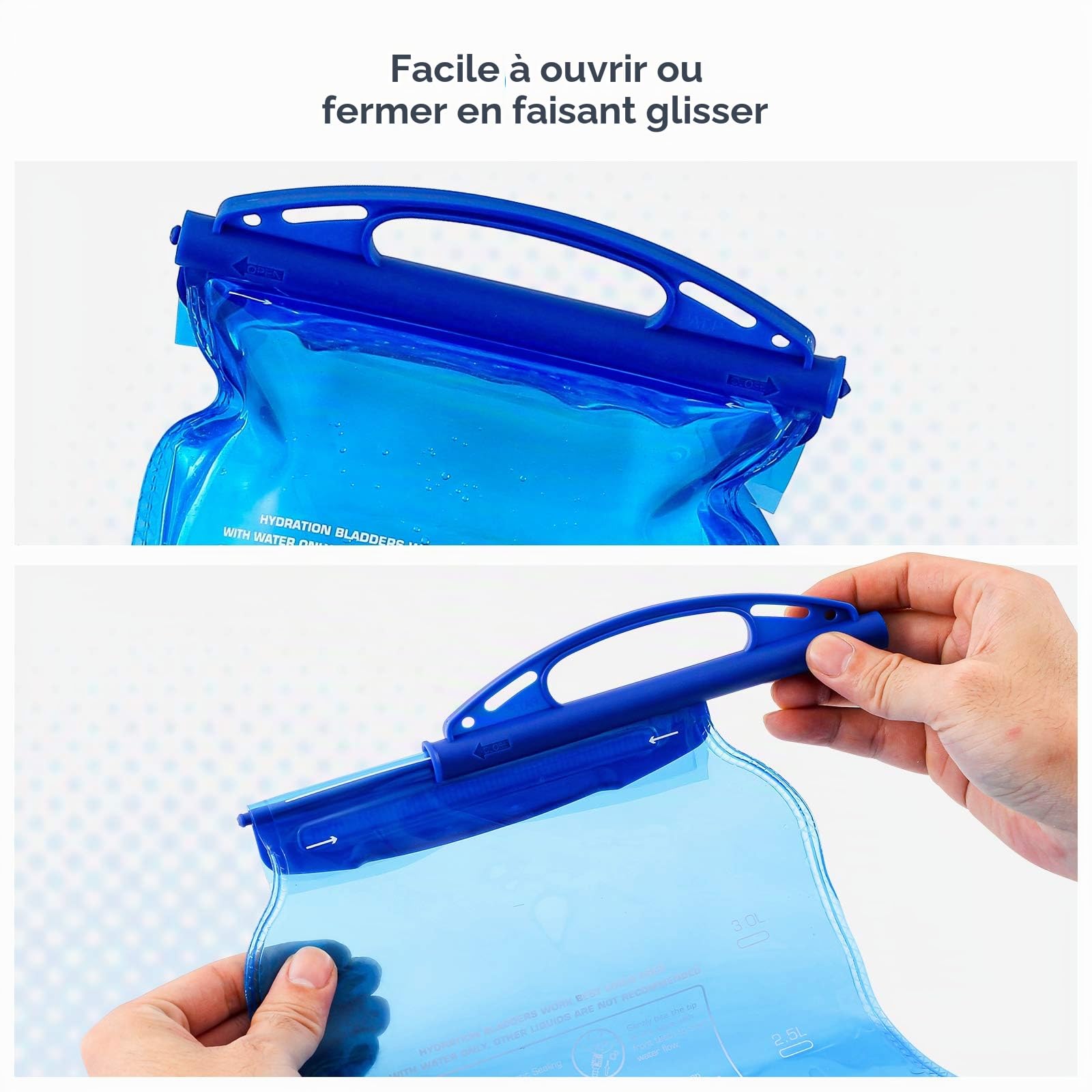 JOYHILL Poche d'hydratation, 3 L, 2 L, 1,5 L, sans BPA, réservoir d'eau de 3 litres, grande ouverture, étanche, sac de rangement d'eau militaire pour cyclisme, randonnée, camping, cyclisme, course à