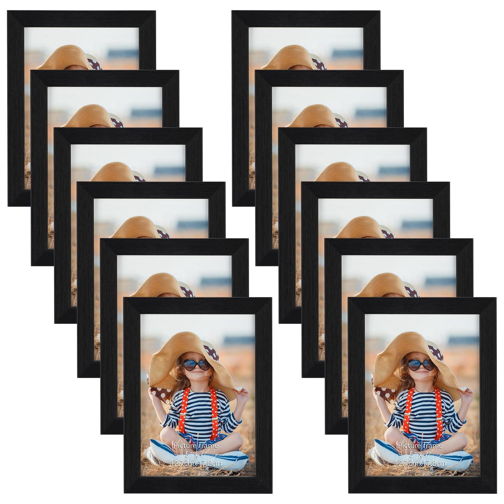 PETAFLOP Cornici Per Foto 13x18 – Set Da 12 Classiche Nere Con Vetro, Da Parete O Tavolo