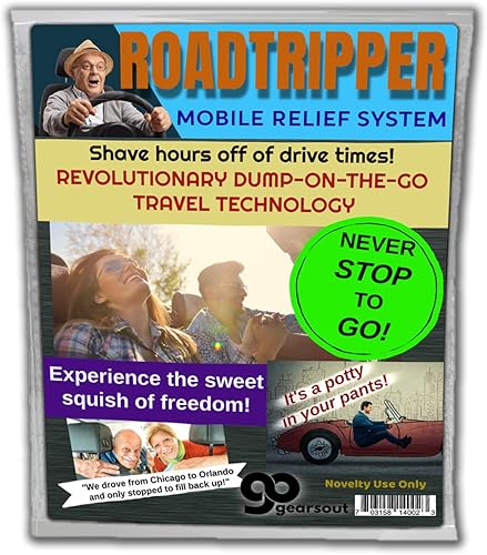Gears Out Roadtripper - Sistema de alivio móvil - Revolucionaria tecnología de descarga sobre la marcha - Pañal para adultos novedosos para viajeros